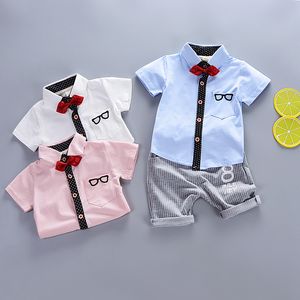 صيف أولاد الملابس مجموعة الأطفال ليد لودلر القميص قمم السراويل السراويل 2pcs جنتلمان.