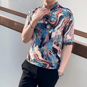 Men's Casual Shirts Summer 2009 Shredded Half-sleeve Shirt Loose Printed Short-sleeve For Men 2119-P55