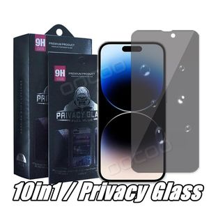 Full Glue Antipy Spy Spy Screction Protector 2,5D Стеклянная пленка для iPhone 14 Pro Max 14plus 13 12 Mini 11 8 7 6S Plus с пакетом