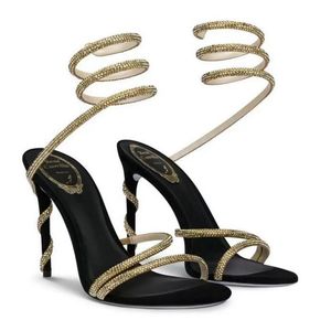 Elegant Brands Renes Margot Jewel Sandals Shoes For Women Caovillas Pumps Sexy Crystals Strappy High Heels Party Wedding Dress EU35 C
