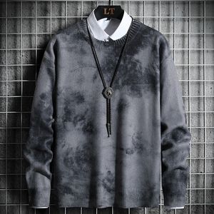 Men s Sweaters Tie Dye For Fashion Clothing Autumn Winter Crewneck Knitted Jumpers Streetwear Tops Long Sleeves 220916