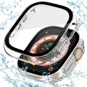 Custodie per orologi Proteggi schermo compatibile con Apple Watch Ultra 49mm Pellicola in vetro temperato 9H integrata Custodie per PC per iWatch 49 mm