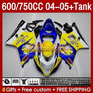 Injection Mold Fairings & Tank For SUZUKI GSXR-600 GSXR750 GSXR600 GSXR-750 K4 2004 2005 153No.88 GSX-R600 GSXR 600 750 CC 04-05 600CC 750CC 04 05 OEM Fairing yellow stock