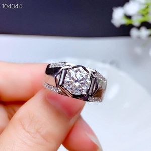 Cluster Rings Solitaire Men 2CT Lab Diamond Gemstone Ring 925 Sterling Silver Jewelry Engagement Wedding Band för årsdag gåva
