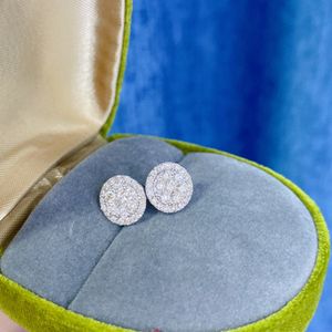 22091610 Women's Jewelry earrings ear studs 1ct round plate diamond 2.2g au750 white gold luxury classic celeb choice 9.4mm width