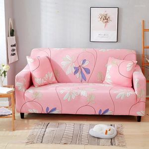 Stol t￤cker rosa blommor vintage m￶rk tryck soffa t￤cker flexibel str￤cka helt inslagna tyg maskin tv￤ttbar slipcover heminredning