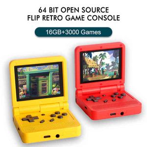 Portable Game Players v90 3-Inch IPS Screen Flip Handheld Console Dual Open System Game Console 16 Simulators Retro PS1 Kids Gift 3D New Game T220916