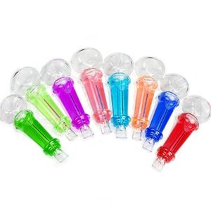 Latest Colorful Pipes Liquid Fill Freezable Pyrex Thick Glass Smoking Tube Handpipe Portable Flat Mouth Dry Herb Tobacco Oil Rigs Filter Bong Hand Holder DHL