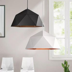 Anhängerlampen Ywxlight Nordic Modern Lights Schwarz weiße Diamant -LED -Lampe Decke für Küchen Restaurant Bar Wohnzimmer Schlafzimmer