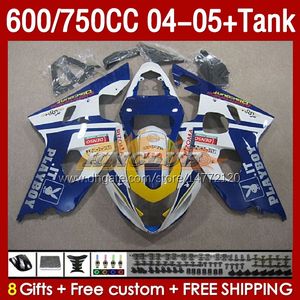 OEM Fairings & Tank For SUZUKI GSXR-600 GSXR600 GSXR-750 K4 GSXR750 04 05 153No.40 GSXR 600 750 CC 600CC 750CC 2004 2005 GSX-R600 04-05 Injection Mold Fairing blue yellow