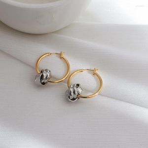 Hoop Earrings & Huggie Trendy 2022 Gold Silver Color Twist Ball Earring Korean Unique Design Metal Circle Round Geometric For WomenHoop