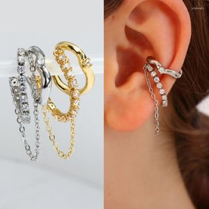 Schienali Orecchini Clip-on Vite posteriore Punk Orecchio Clip Oro Argento Colore Per donna Uomo Moda Catena in metallo Regalo Gioielli Pendientes 2022Clip-on