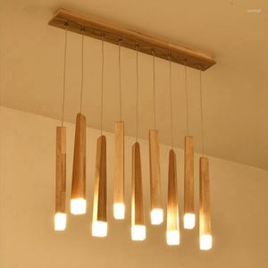 Lâmpadas pendentes Lukloy Wood Stick Lâmpada Luz de cozinha ilha da ilha Sala Decoração
