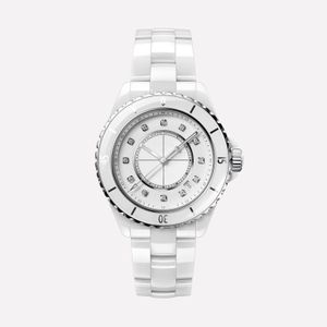 Fashion Ladies Watch Ceramic Case Strap Dial With Crystal Diamonds Sapphire Glass 50m vattenmotstånd