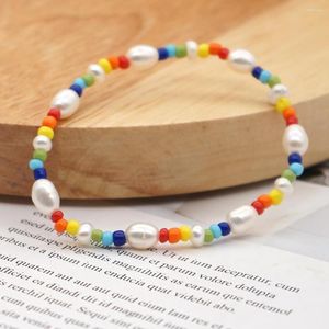 Strand Go2boho Boho Rainbow Seed Beads Bracelet Natural Natural Ewater Pearls Summer Beach Pearl Bracelets For Women Jewelry