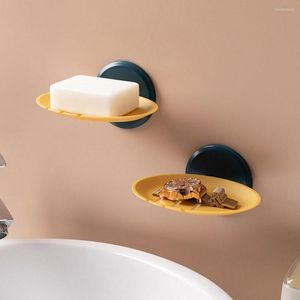 Soap Dishes Wall-Mounted Suction Cup Holders Drain For Bathroom Punch-Free Base Toilet Box Shelf