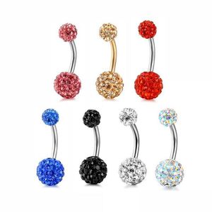 Navel Bell Button Rings Fashion Crystal Ball Belly Ring Sexy Stainless Steel Navel Bell Button Rings Piercing Jewelry Dhseller2010 Dh675