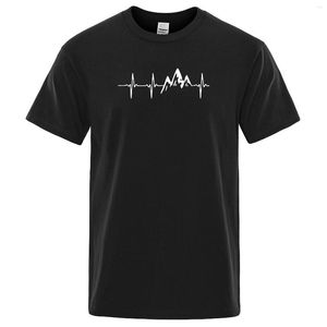 Men's T Shirts Mountain Ecg Shirt Summer Men Cotton Short Sleeve T-Shirt Funny Hip Hop Harajuku Streetwear Electrocardiogram Tshirt 5766U