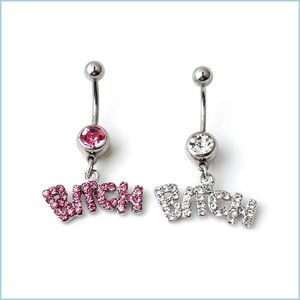 Navel Bell Button Rings Sier/Pink Sexy Crystal Body Piercing Surgical Button Belly Ring Jewelry Navel Bar 202 Q2 Drop D Dhseller2010 Dhnsm