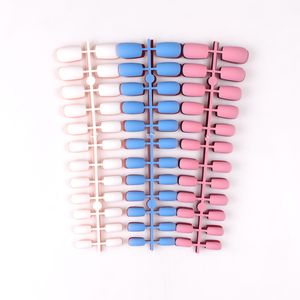 Solid color long square head frosted false nails medium length ballerina coffin press on nails