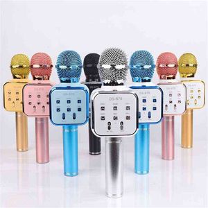 Microphones Karaoke Microphone DS878 Wireless Bluetooth Microphone ProfessionaスピーカーハンドヘルドマイクロフォンプレーヤーSing Recorder T220916