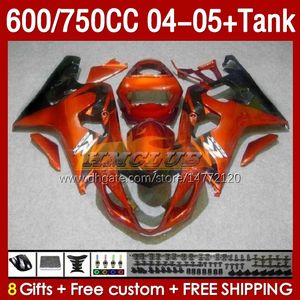 OEM Zbiornik Fairings dla Suzuki GSXR-600 GSXR600 GSXR-750 K4 GSXR750 04 05 153NO.36 GSXR 600 750 CC 600CC 750cc 2004 2005 GSX-R600 04-05 Otrzymanie Fairing Fairing Orange Orange Blossy