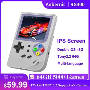 Przenośni gracze gier Anbernic RG300 Retro Game Console IPS Ekran 3000 gier wideo 32G TF podwójny system PS1 64 -bitowy przenośny gracz Consola T220916