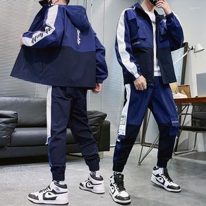 Men's Tracksuits 2022 Workwear Jacket Men's Hooded Pants 2PC Sets Baseball Loose Pullover Coat & Long Mens Clothing