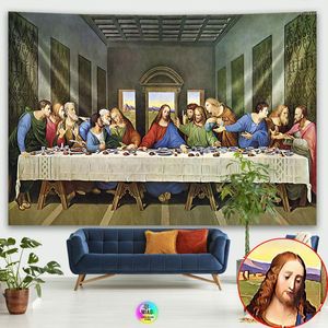 Tapestries Last Supper Tapestry Christ Jesus Easter Catholic Religion Wall Hanging Room Decor Christmas Decoration Large Fabric