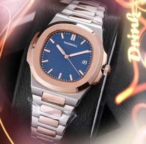 Square Proste Dial Mens Watches 40 mm Japan Quartz Ruch Wodoodporny kalendarz Cały skanowanie przestępczości Drobne zegarek ze stali nierdzewnej