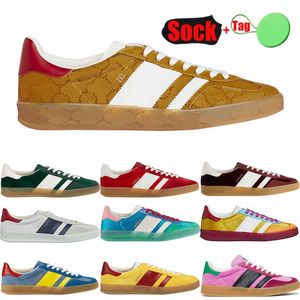 Plate-forme Shoes Gazelle Fashion Designer Sneakers Flats Striped Luxurys Platform Green Suede Silk Red Velvet Mens Womens Outdoor Casual