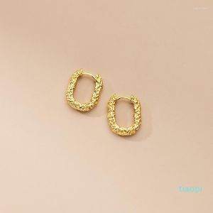 2022 NOWOŚĆ MODY HOOP Kolczyki 18K Gold Pating Authentic 925 Srebrny biżuteria nieregularna tekstura Bump Reting Ear Bone najwyższa jakość