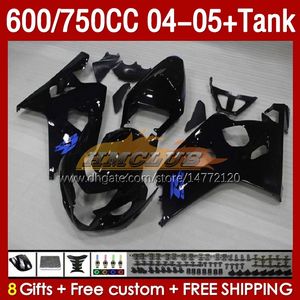 OEM Zbiornik Fairings dla Suzuki GSXR-600 GSXR600 GSXR-750 K4 GSXR750 04 05 153NO.32 GSXR 600 750 CC 600CC 750cc 2004 2005 GSX-R600 04-05 Otrzymanie Fairing Blosy Błyszczący czarny czarny