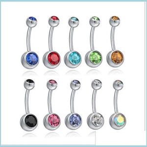 Navel Bell Button Rings Stainless Steel Umbilical Nail Fashion Accessories Crystal Body Piercing Jewelry Woman Man Nav Dhseller2010 Dhdto