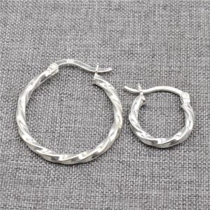 Hoop￶rh￤ngen 925 Sterling Silver Twist Tube Style Eurowire Earring f￶r smycken Fynd 15mm 25mm