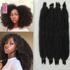 Synthetic Synthetic Black YunRong Kinky Marley Springy Afro Twist Crochet Hair Bulk Extensions Faux Locs Marely Braid For Afr...