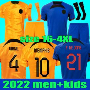 size S-4XL 2022 Netherlands MEMPHIS soccer jersey 22 23 DE JONG Holland DE LIGT WIJNALDUM VAN DIJK Adult men kids kit sets DUMFRIES football shirt