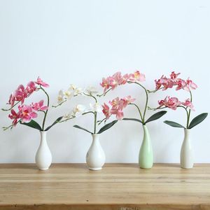 Dekorativa blommor Latex Fake Flower Phalaenopsis Orchid Real Touch Artificial Butterfly Orchids Stem Plant Centerpiece Silicone 4