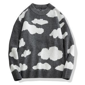 남자의 스웨터 클라우드 패턴 승무원 가을 겨울 니트 스웨터 긴 소매 스트리트웨어 옷 패션 의류 220916