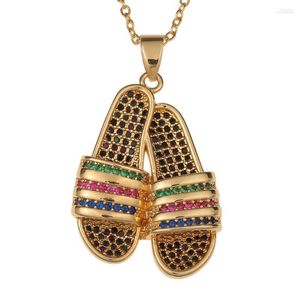 Pendant Necklaces Flip-flop Slipper Chain Mini Dainty Inlaid Zircon Necklace Hip Hop Punk Party Jewelry Gifts For Friends