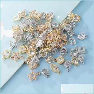 Charms Charms Shining Small Zircon Pendants Heart Star Flower Crystal For Jewelry Diy Making Accessories Findingcharms Drop Dhhfv
