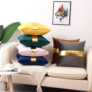 Pillow Case Home Velvet Fabric Gold Stripe Stitching Pillowcover Living Room Decorative Throw Cushion Cover Office Sofa Pillowcase