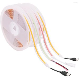 Remsor USB DC5V LED COB Strip Light Power 320LEDS Hög densitet Linjär flexibelt bandband Varm naturlig vit blå grön