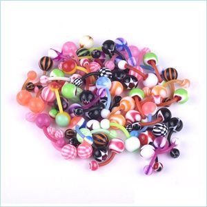 Navel Bell Button Rings Acrylic Navel Ring Colorf Mixed Loading Piercing Umbilical Nail Body Jewelry Women Lady Rainbo Dhseller2010 Dhc9T
