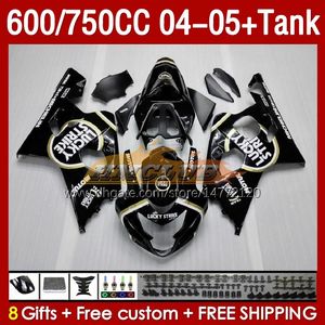 OEM Black Lucky Fairings Tank dla Suzuki GSXR600 750cc GSXR-750 K4 GSX-R600 04-05 153NO.8 600CC GSXR 600 750 CC GSXR750 04 05 GSXR-600 2004 2005 Wtrysle Force Fairing