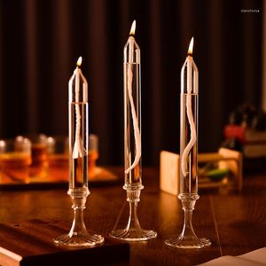 Titulares de velas Cristais de vidro minimalista Cristais de cilindro Tabela de decoração de casamento central peças de lâmpada de óleo de estilo nórdico decoração de bougeoir 5