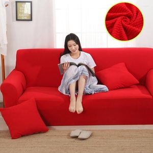Chair Covers Slipcovers Knitted Cotton Sofa Cover For Living Room Thicken Stretch Universal Couch Armchair Bench Case China Red