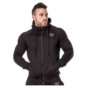 Felpe con cappuccio da uomo Felpe nuovi da uomo Felpa in cotone Palestre Fitness Bodybuilding Allenamento Felpe Giacca moda casual Cerniera Abbigliamento sportivo