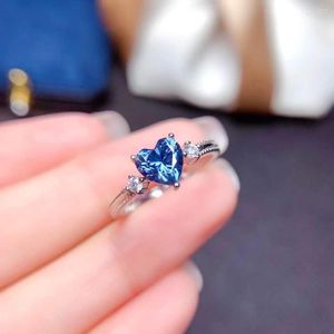 Pierścienie klastra Piękne 1.0ct Blue Mosan Diamond Pierścień S925 srebro S925