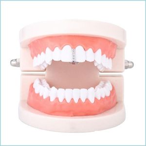 Grillz Dental Grills New Silber vergoldet Kreuz Hip Hop Cz Einzelzähne Grillz Cap Top Grill für Halloween Mode Teil Dhseller2010 Dh3Gz